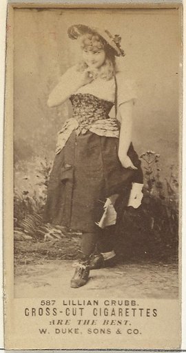 Card Number 587, Lillian Grubb, from the Actors and Actresses series (N145-3) issued by Duke Sons & Co. to promote Cross Cut Cigarettes