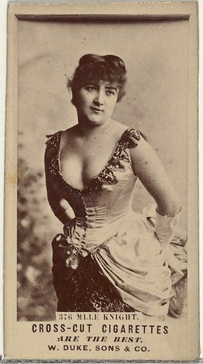 Card Number 376, Mlle. Knight, from the Actors and Actresses series (N145-3) issued by Duke Sons & Co. to promote Cross Cut Cigarettes