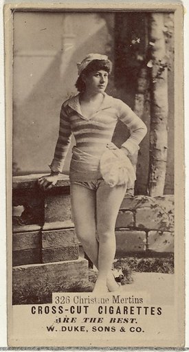 Card Number 326, Christine Mertins, from the Actors and Actresses series (N145-3) issued by Duke Sons & Co. to promote Cross Cut Cigarettes