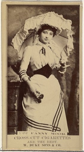 Card Number 722, Fanny Moor, from the Actors and Actresses series (N145-3) issued by Duke Sons & Co. to promote Cross Cut Cigarettes