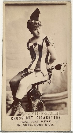 Card Number 323, Mlle. Rescolli, from the Actors and Actresses series (N145-3) issued by Duke Sons & Co. to promote Cross Cut Cigarettes