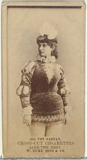 Card Number 334, Von Oastan, from the Actors and Actresses series (N145-3) issued by Duke Sons & Co. to promote Cross Cut Cigarettes