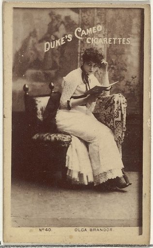 Card Number 40, Olga Brandon, from the Actors and Actresses series (N145-4) issued by Duke Sons & Co. to promote Cameo Cigarettes