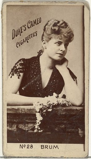 Card Number 28, Miss Brum, from the Actors and Actresses series (N145-4) issued by Duke Sons & Co. to promote Cameo Cigarettes