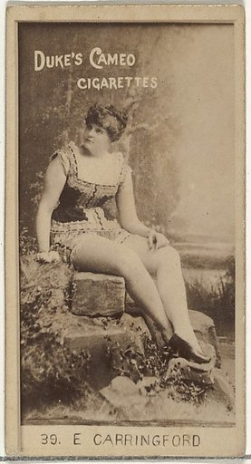 Card Number 39, E. Carringford, from the Actors and Actresses series (N145-4) issued by Duke Sons & Co. to promote Cameo Cigarettes