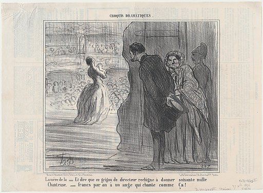 La mère de la chanteuse, from Croquis Dramatiques, published in Le Charivari, december 27, 1856