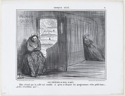 Les Théâtres au Mois d'Août, from Croquis d'Été, published in Le Charivari, August 21, 1856