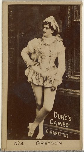 Card Number 3, Greyson, from the Actors and Actresses series (N145-4) issued by Duke Sons & Co. to promote Cameo Cigarettes