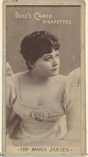 Card Number 139, Marie Jansen, from the Actors and Actresses series (N145-4) issued by Duke Sons & Co. to promote Cameo Cigarettes