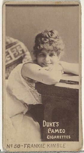 Card Number 50, Frankie Kimble, from the Actors and Actresses series (N145-4) issued by Duke Sons & Co. to promote Cameo Cigarettes