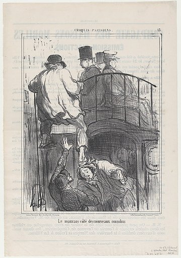Le mauvais côté des nouveaux omnibus, from Croquis Parisiens, published in Le Charivari, September 4, 1856