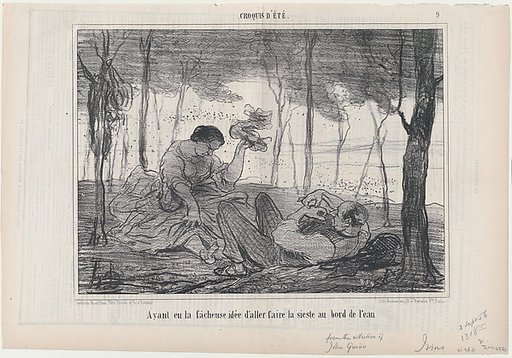 Ayant eu la facheuse idée d'aller...au bord de l'eau, from Croquis d'Été, published in Le Charivari, September 3, 1856