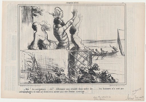 Ohé...les navigateurs...débarquez sans crainte..., from Croquis d'Été, published in Le Charivari, September 10, 1856