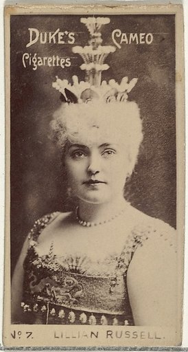 Card Number 7, Lillian Russell, from the Actors and Actresses series (N145-4) issued by Duke Sons & Co. to promote Cameo Cigarettes