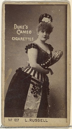 Card Number 127, Lillian Russell, from the Actors and Actresses series (N145-4) issued by Duke Sons & Co. to promote Cameo Cigarettes