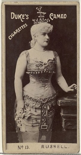 Card Number 13, Lillian Russell, from the Actors and Actresses series (N145-4) issued by Duke Sons & Co. to promote Cameo Cigarettes