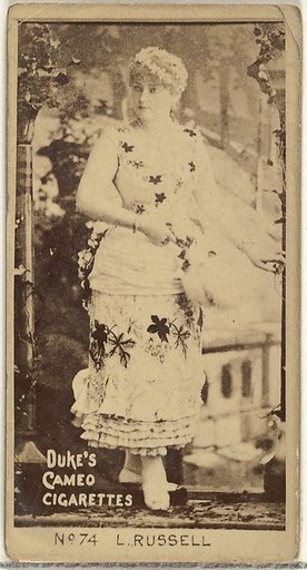 Card Number 74, Lillian Russell, from the Actors and Actresses series (N145-4) issued by Duke Sons & Co. to promote Cameo Cigarettes