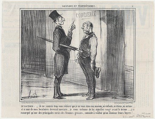 Mr. Vautour: –Je ne saurais trop..., from Locataires et Propriétaires, published in Le Charivari, October 20, 1856