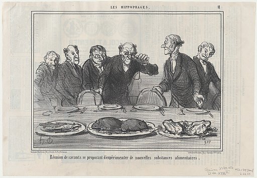 Réunion de savants se proposant..., from Les Hippophages, published in Le Charivari, October 23, 1856