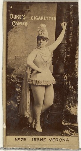 Card Number 76, Irene Verona, from the Actors and Actresses series (N145-4) issued by Duke Sons & Co. to promote Cameo Cigarettes