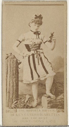 Card Number 216, Sophia Bruce, from the Actors and Actresses series (N145-5) issued by Duke Sons & Co. to promote Cameo Cigarettes