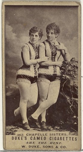 Card Number 363, Chapelle Sisters, from the Actors and Actresses series (N145-5) issued by Duke Sons & Co. to promote Cameo Cigarettes