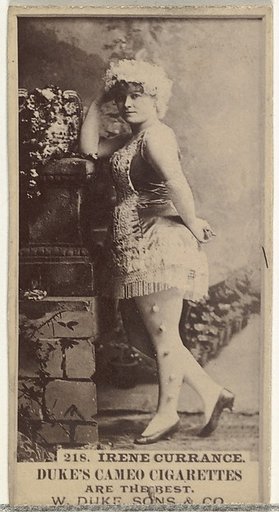 Card Number 218, Irene Currance, from the Actors and Actresses series (N145-5) issued by Duke Sons & Co. to promote Cameo Cigarettes