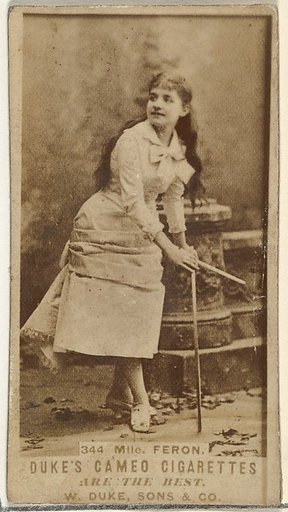 Card Number 344, Mlle. Feron, from the Actors and Actresses series (N145-5) issued by Duke Sons & Co. to promote Cameo Cigarettes