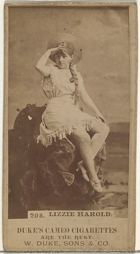 Card Number 208, Lizzie Harold, from the Actors and Actresses series (N145-5) issued by Duke Sons & Co. to promote Cameo Cigarettes