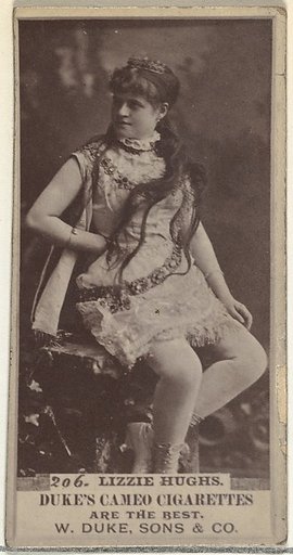 Card Number 206, Lizzie Hughs, from the Actors and Actresses series (N145-5) issued by Duke Sons & Co. to promote Cameo Cigarettes