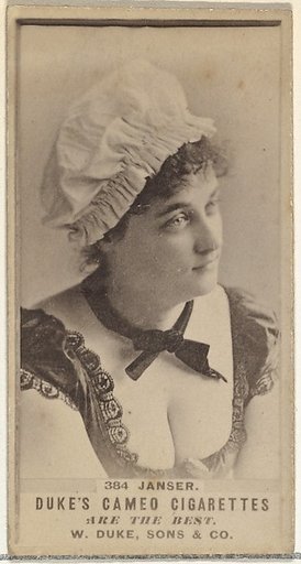Card Number 384, Miss Janser, from the Actors and Actresses series (N145-5) issued by Duke Sons & Co. to promote Cameo Cigarettes