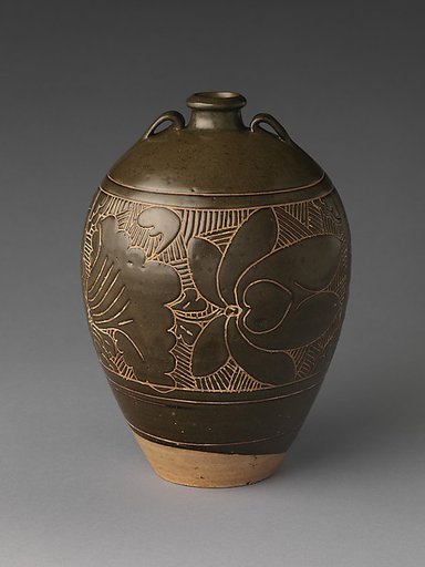 Wine bottle with lotuses and admonition