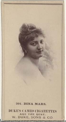 Card Number 201, Dina Mars, from the Actors and Actresses series (N145-5) issued by Duke Sons & Co. to promote Cameo Cigarettes