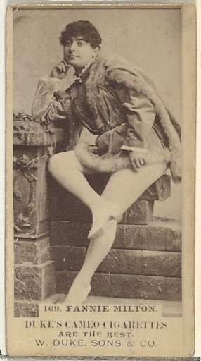 Card Number 169, Fannie Milton, from the Actors and Actresses series (N145-5) issued by Duke Sons & Co. to promote Cameo Cigarettes