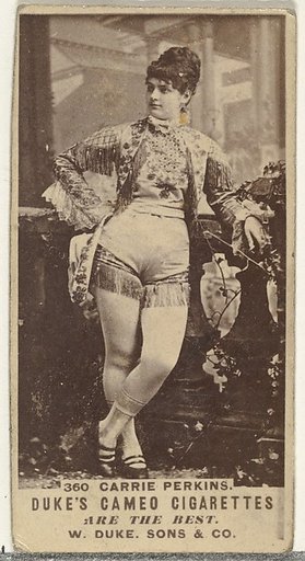 Card Number 360, Carrie Perkins, from the Actors and Actresses series (N145-5) issued by Duke Sons & Co. to promote Cameo Cigarettes