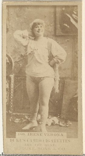 Card Number 180, Irene Verona, from the Actors and Actresses series (N145-5) issued by Duke Sons & Co. to promote Cameo Cigarettes