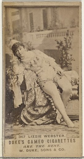 Card Number 367, Lizzie Webster, from the Actors and Actresses series (N145-5) issued by Duke Sons & Co. to promote Cameo Cigarettes