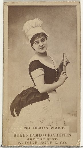Card Number 204, Clara Want, from the Actors and Actresses series (N145-5) issued by Duke Sons & Co. to promote Cameo Cigarettes