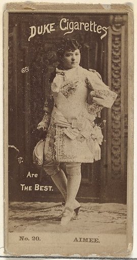 Card Number 20, Aimee, from the Actors and Actresses series (N145-6) issued by Duke Sons & Co. to promote Duke Cigarettes