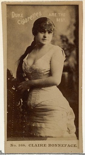 Card Number 168, Claire Bonneface, from the Actors and Actresses series (N145-6) issued by Duke Sons & Co. to promote Duke Cigarettes