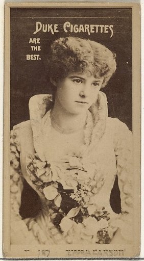 Card Number 187, Emma Carson, from the Actors and Actresses series (N145-6) issued by Duke Sons & Co. to promote Duke Cigarettes