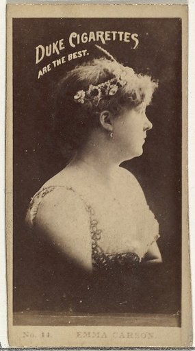 Card Number 14, Emma Carson, from the Actors and Actresses series (N145-6) issued by Duke Sons & Co. to promote Duke Cigarettes