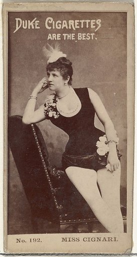 Card Number 192, Miss Cignari, from the Actors and Actresses series (N145-6) issued by Duke Sons & Co. to promote Duke Cigarettes
