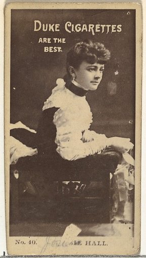 Card Number 40, Miss Hall, from the Actors and Actresses series (N145-6) issued by Duke Sons & Co. to promote Duke Cigarettes