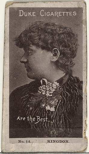 Card Number 14, Miss Kingdon, from the Actors and Actresses series (N145-6) issued by Duke Sons & Co. to promote Duke Cigarettes