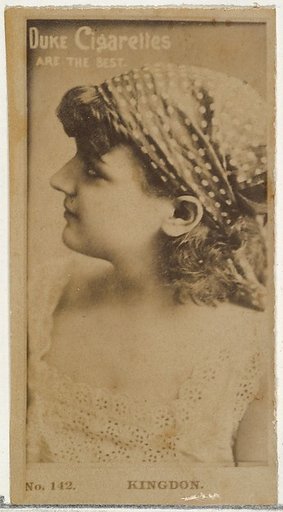 Card Number 142, Miss Kingdon, from the Actors and Actresses series (N145-6) issued by Duke Sons & Co. to promote Duke Cigarettes