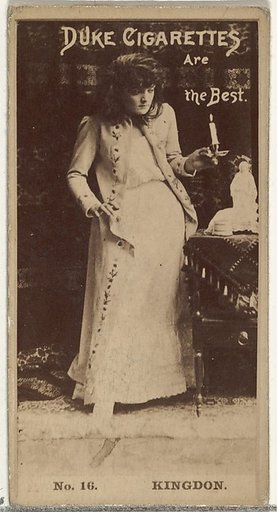 Card Number 16, Miss Kingdon, from the Actors and Actresses series (N145-6) issued by Duke Sons & Co. to promote Duke Cigarettes