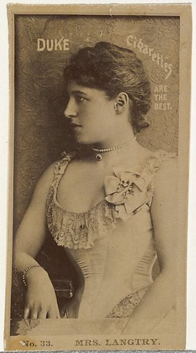 Card Number 33, Mrs. Langtry, from the Actors and Actresses series (N145-6) issued by Duke Sons & Co. to promote Duke Cigarettes