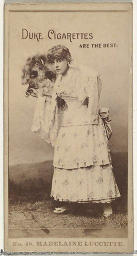Card Number 48, Madelaine Luccette, from the Actors and Actresses series (N145-6) issued by Duke Sons & Co. to promote Duke Cigarettes