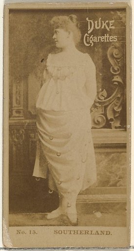 Card Number 15, Miss Southerland, from the Actors and Actresses series (N145-6) issued by Duke Sons & Co. to promote Duke Cigarettes